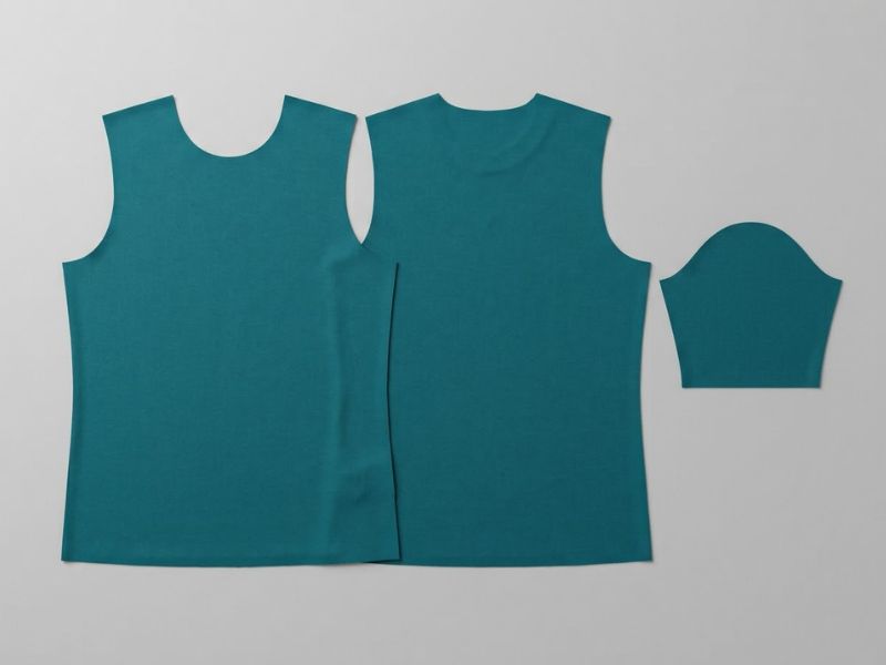 Piezas de patrón de ropa deportiva cortadas en tejido técnico